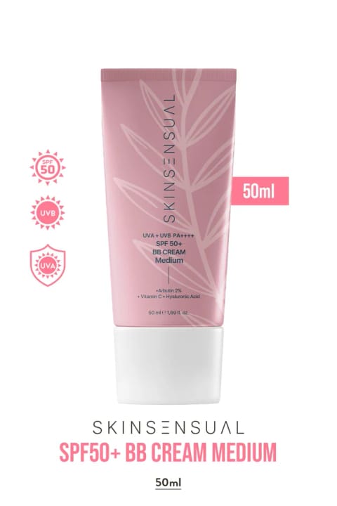Skin Sensual کرم بیبی پوشاننده SPF50+ PA++++ رنگ Medium 50 میلیلیتر | ضد لک، روشنکننده پوست | محافظ UVA+UVB