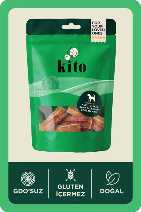 تشویقی جویدنی سینوس عصبی گوشت گوساله Kito برای سگ، ۱۰۰٪ طبیعی، بدون گلوتن، ارگانیک