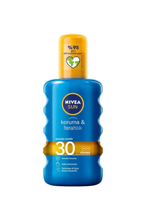 NIVEA Sun SPF30 محافظت و خنکی اسپری ضدآفتاب 200 میلیلیتر، محافظت بالا در برابر آفتاب