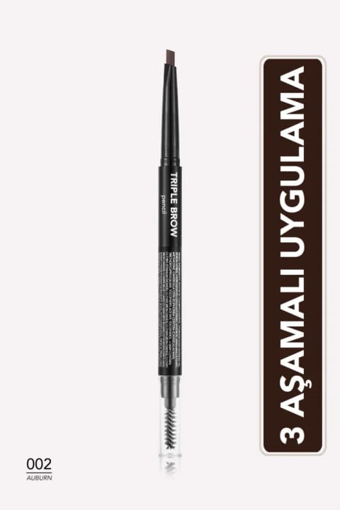 Flormar Triple Brow 3 در 1 مداد ابرو با بافت کرمی - 002 Auburn