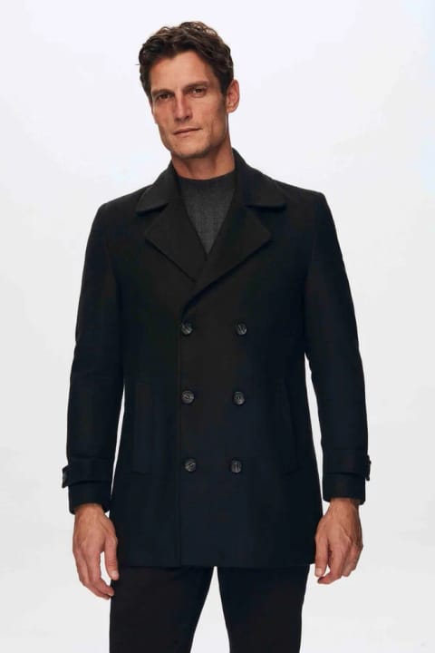 D'S Damat پالتو مشکی Regular Fit