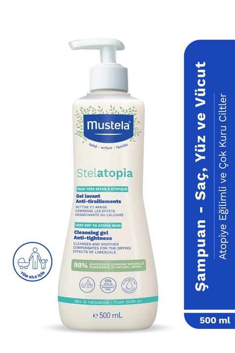 شامپو مرطوبکننده Stelatopia برای پوستهای بسیار خشک و آتوپیک صورت، بدن و مو با 98% محتوای طبیعی 500ml
