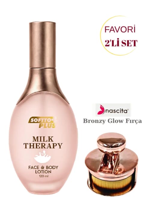 nascita براش فونداسیون درخشش برنزی + Softto Plus شیر درمانی لوسیون صورت و بدن