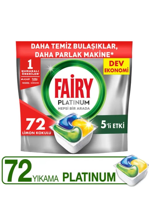 قرص ماشین ظرفشویی Fairy Platinum 72 عددی لیمویی