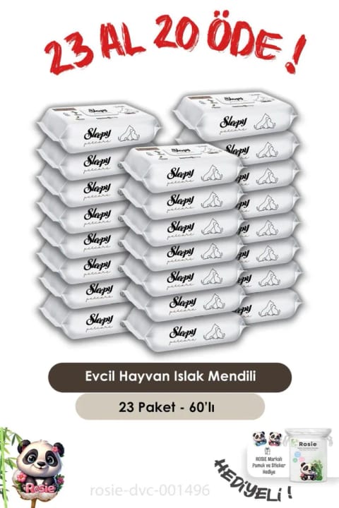 Sleepy 23 AL 20 ÖDE Petcare دستمال مرطوب حیوانات خانگی ۶۰ عددی