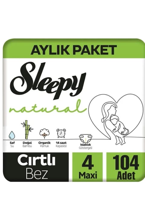 Sleepy Natural پوشک بچه مكسی سایز 4 بسته 104 عددی
