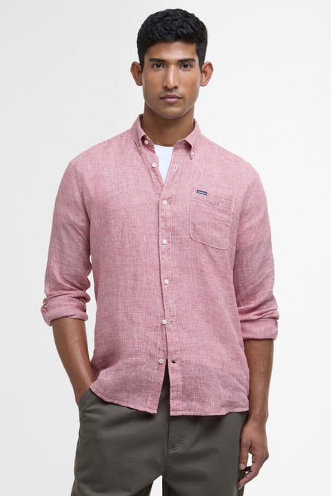 شومیز راسته مردانه Barbour لینتون RE25 رنگ Red Spice