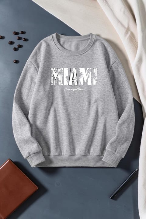سویشرت یقه گرد چاپ Miami یونیسکس uyguntarz