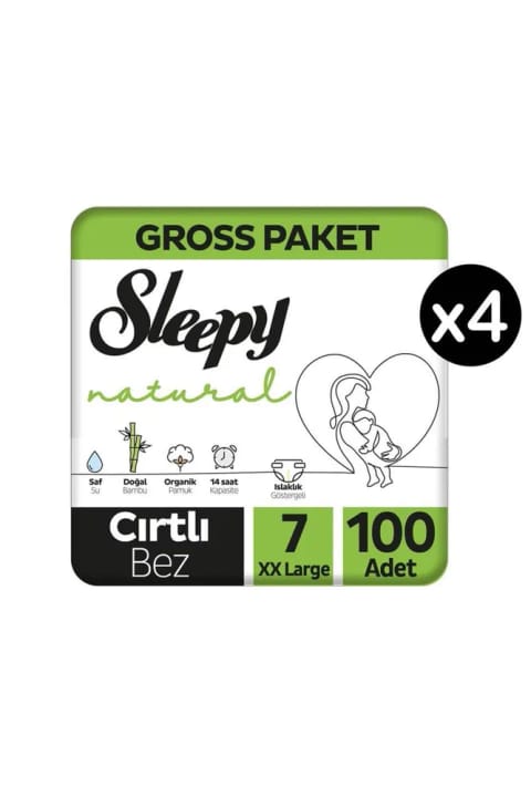 پوشک بچه Sleepy Natural سایز ۷ XX Large بسته ۴۰۰ عددی