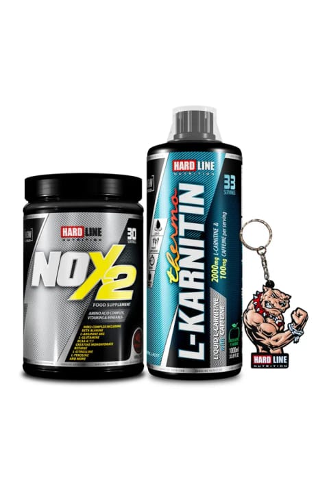 Hardline Thermo L-Carnitine 1000mg پودر طعم سیب سبز و Nox2 شاه‌توت