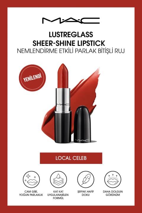 رژ لب براق M.A.C Lustreglass Sheer-shine با بافت آسان و فینیش براق - Local Cele...