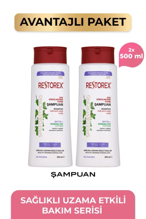 شامپو ضد ریزش مو Restorex Speed Strong 2×500ml