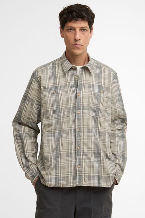 پیراهن ریلکس مردانه Barbour مدل Maxwell Checked Patch رنگ Grey Olive