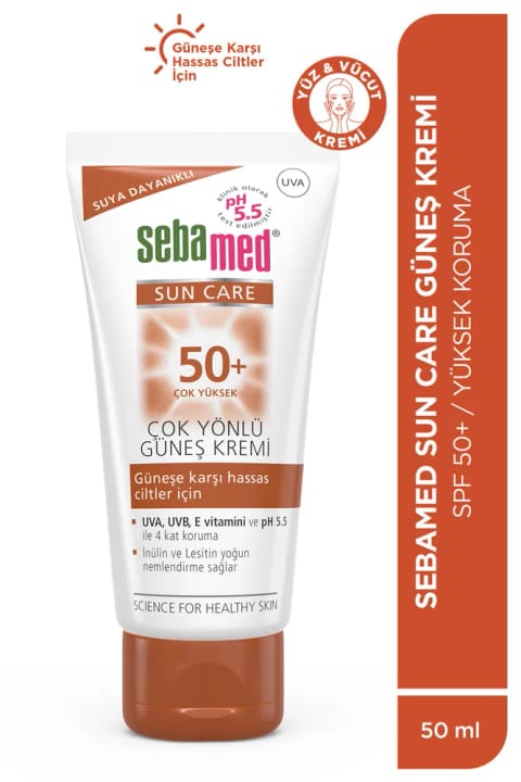 Sebamed کرم ضد آفتاب SPF 50+ 50 میلیلیتر با فیلتر UVA UVB و ویتامین E محافظت سهگانه بالا...