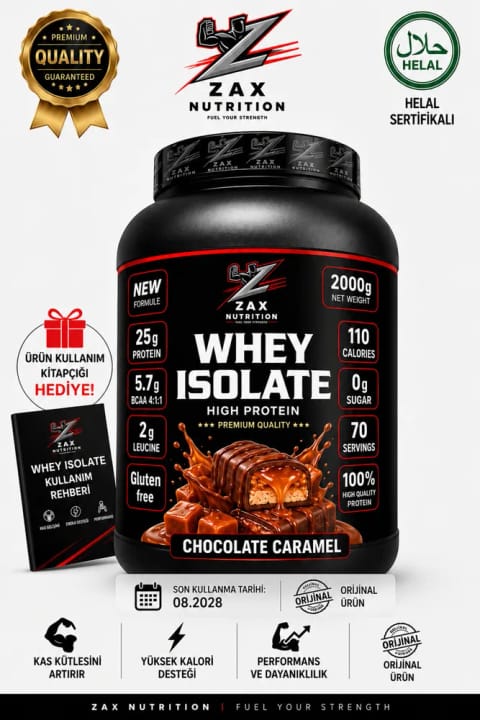 zax nutrition Whey Isolate دو بل کارامل 2000 گرم پودر پروتئین