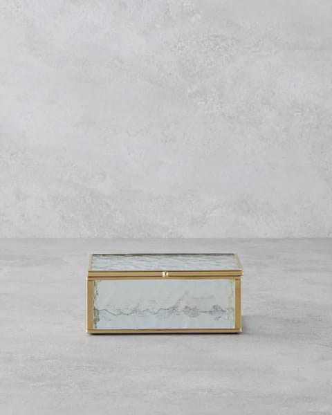 جعبه دکوراتیو شیشه‌ای Loya 15x10x6 سانتی‌متر طلایی