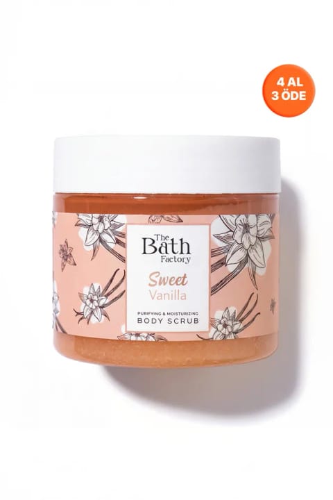 THE BATH FACTORY مرطوب‌کننده و پاک‌کننده وانیل شیرین بادی اسکراب 300 گرم