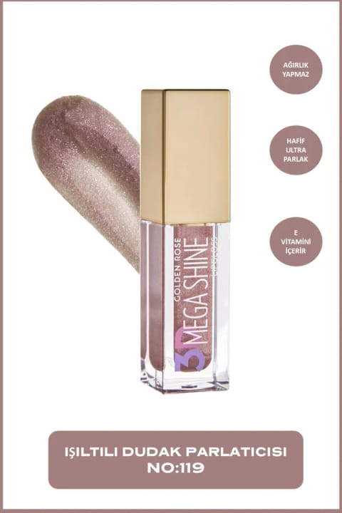 Golden Rose 3D Mega Shine Lipgloss - 119 - براقکننده لب درخشان