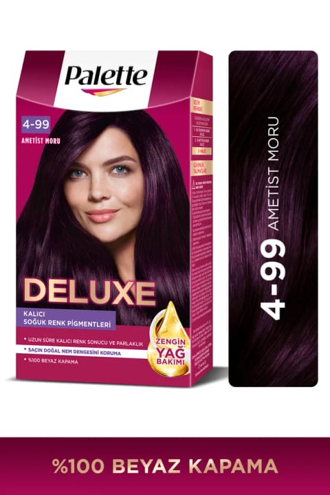Palette Deluxe 4-99 بنفش آمیتیست کیت مراقبت روغن غنی رنگ مو و ماسک مراقبتی
