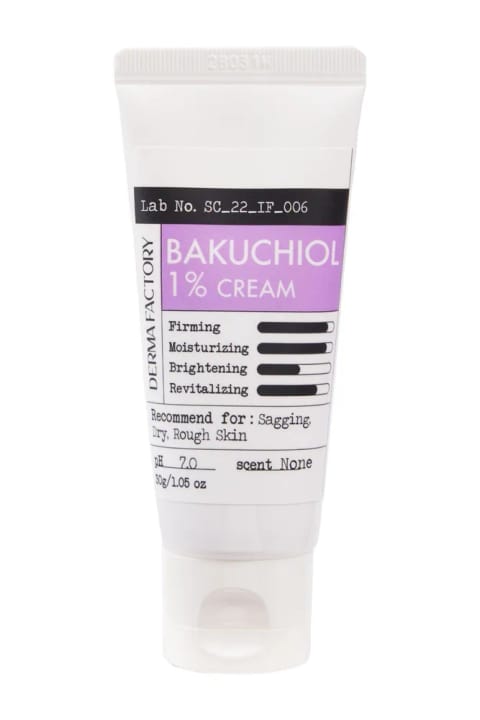 DERMA FACTORY کرم مراقبت ضد چروک و شادابی پوست با ۱٪ Bakuchiol