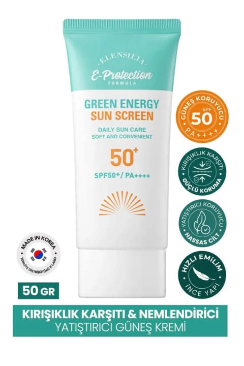 ELENSILIA تسکیندهنده مخصوص پوستهای حساس SPF50+PA++++ کرم ضدآفتاب کرهای Gree...