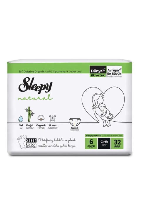 Sleepy Natural جامبو سایز 6 ایکسال 15-25 کیلوگرم 32 عددی