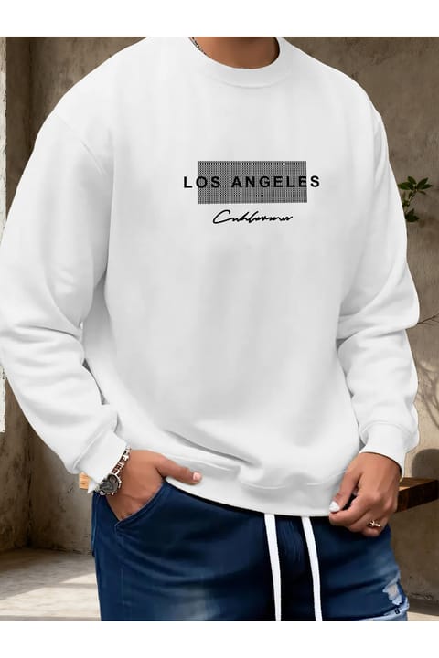 سویشرت یقه گرد چاپ طرح Los Angeles یونیسکس uyguntarz