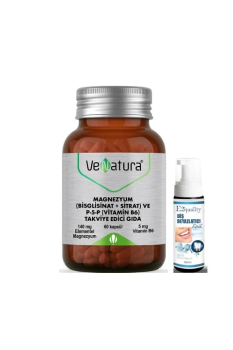 وناتورا منیزیم (بیس‌گلیسینات+سیترات) و P5P (ویتامین B6) 60 کپسول - دندان...