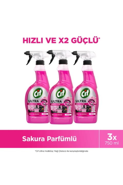 Cif Ultra آنی اثر پاککننده کثیفی و چربی ساکورا x3