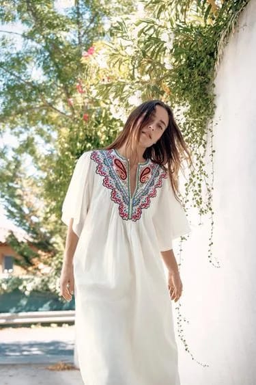 Zara ZW Collection پیراهن میدی گلدوزی‌شده