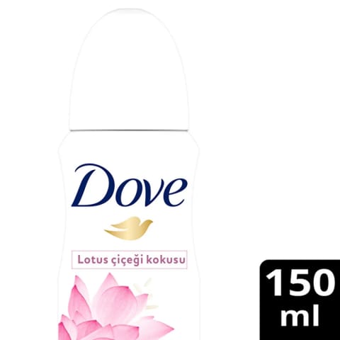 Dove اسپری دئودورانت زنانه مراقبت آبرسان گل نیلوفر ۱۵۰ میلی‌لیتری