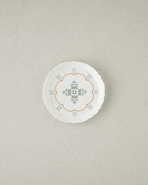 بشقاب پاستا New Bone China طرح Retro Paisley ۱۸ cm سفید - آبی