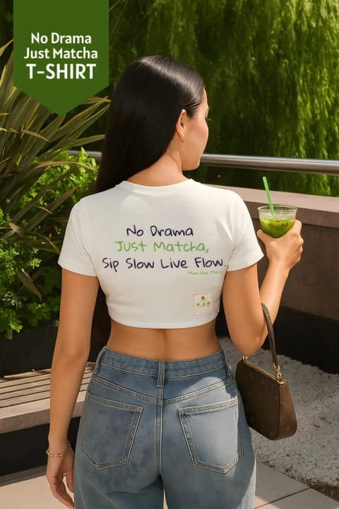 تیشرت کراپ Mim and More مدل No Drama Just Matcha – ترکیب مودال، کشسان و راحت