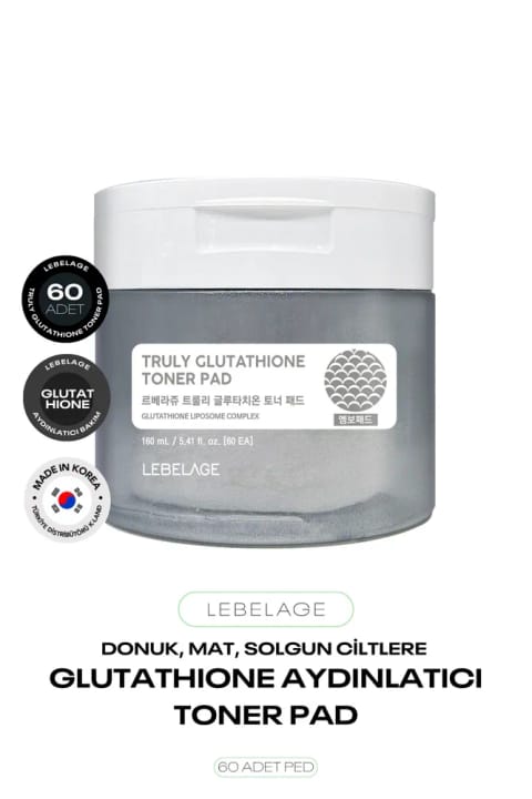 LEBELAGE تونر پد روشن‌کننده حاوی Glutathione Truly Glutathione Toner Pad