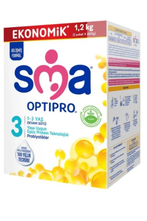 SMA Optipro 3 شیر ادامه (فرمول رشد) ۱ تا ۳ سال ۱۲۰۰ گرم