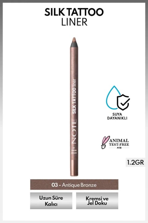 مداد چشم ژلهای ابریشمی ضدآب NOTE Silk Tattoo Liner - رنگ 03 Antique Bron...