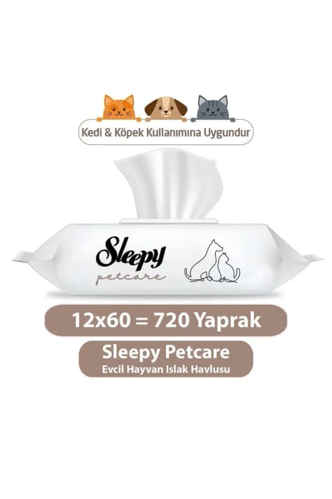 دستمال مرطوب حیوانات خانگی Sleepy Petcare ۱۲×۶۰ برگی