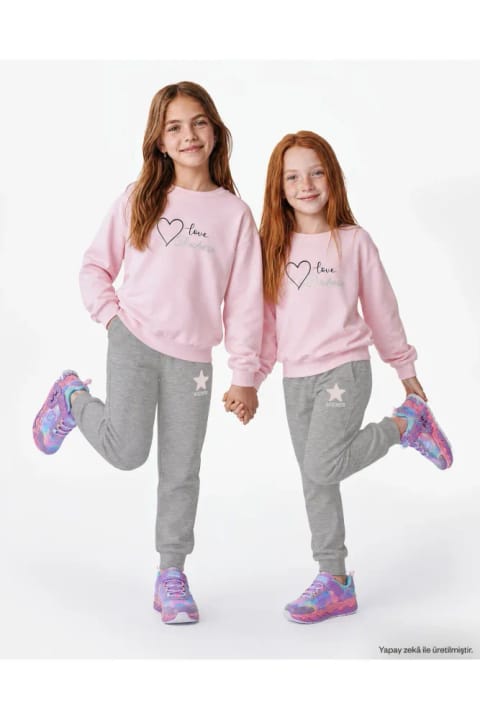 شلوارک ورزشی SKECHERS G LW Collage دخترانه بزرگ، طوسی