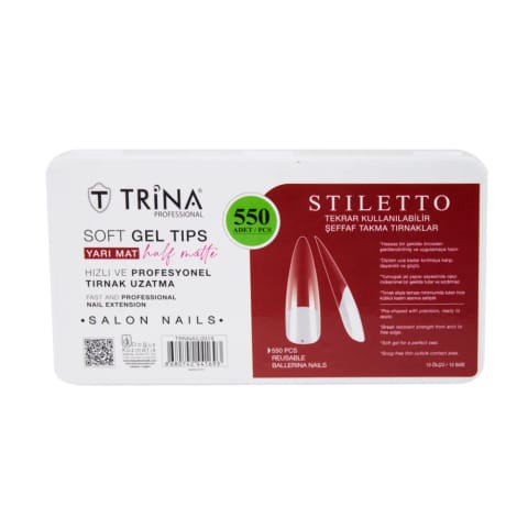ست ناخن مصنوعی ژل نرم Trina مدل Stiletto نیمهمات ۵۵۰ عددی TRNNAIL0019