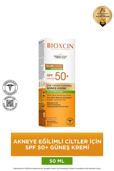 کرم ضد آفتاب Bioxcin مخصوص پوست مستعد آکنه SPF 50 حجم ۵۰ میلی‌لیتر