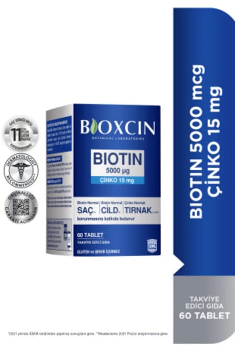 Bioxcin Biotin 5000 Mcg مکمل غذایی 60 قرص - سلامت مو، پوست و ناخن