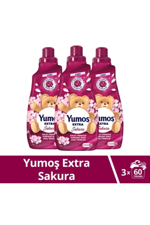Yumoş Extra کنسانتره نرمکننده لباس ساکورا 1440 میلیلیتر 60 شستشو X3