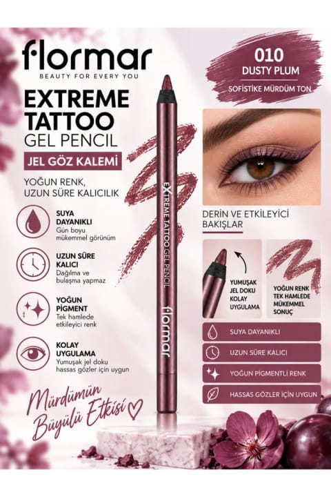 Flormar IExtreme Tattoo - 010 Dusty Plum - 1.2 g – مقاوم به آب با پیگمنت غلیظ