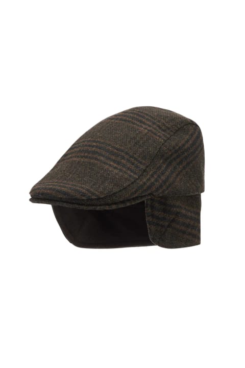 کلاه کاسکت تخت Barbour Cheviot مدل BR71 طرح شطرنجی قهوهای