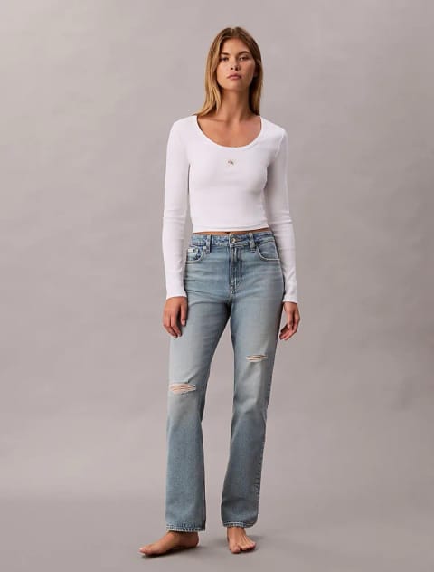 Calvin Klein شلوار جین راسته زنانه High Rise