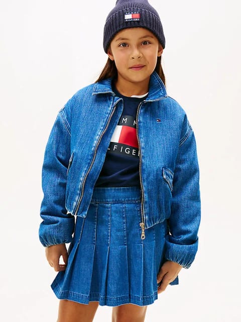 Kız Çocuk Denim Bomber Ceket