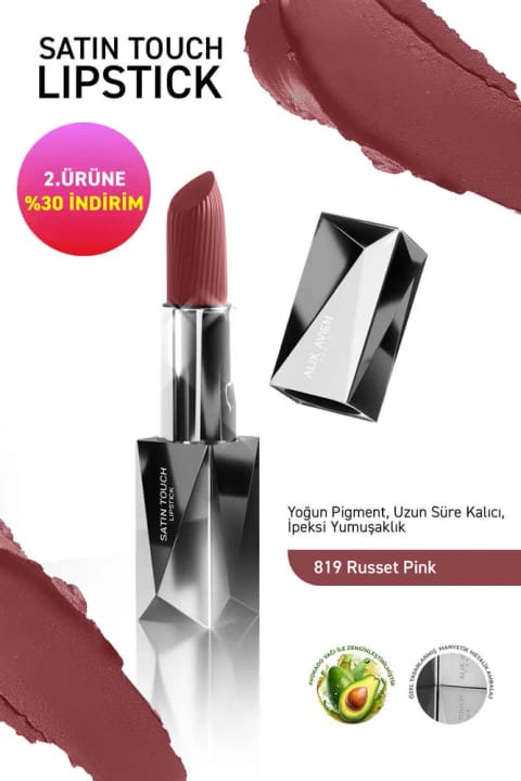 Alix Avien رژ لب نیمه مات بلند ماندگار مرطوبکننده با اثری صاف - ساتن — 819 Russet Pink