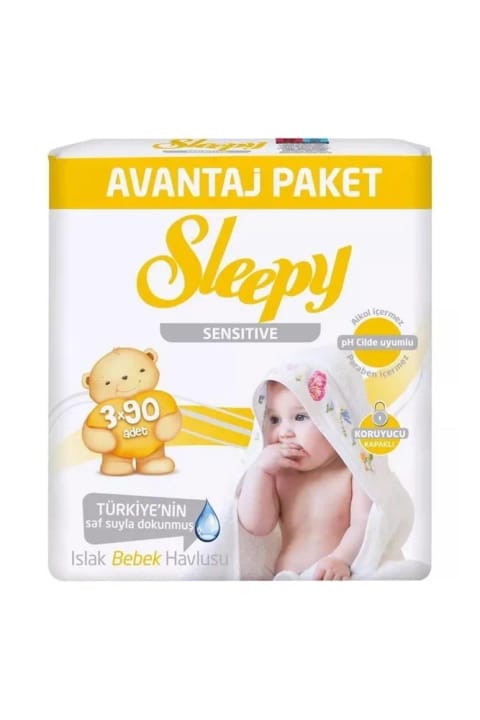 Sleepy دستمال مرطوب حساس 3×90 عددی با درب