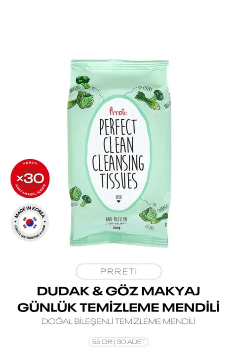 Prreti دستمال پاککننده آرایش Perfect Clean روزانه ۳۰ عددی
