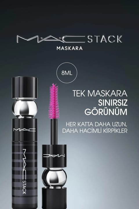 ماسکارا M.A.C Macstack با برس مگا ۸ml - ماسکارا با اثر فر، بلندی و حجم